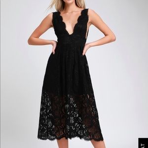 Black Lace Midi length dress